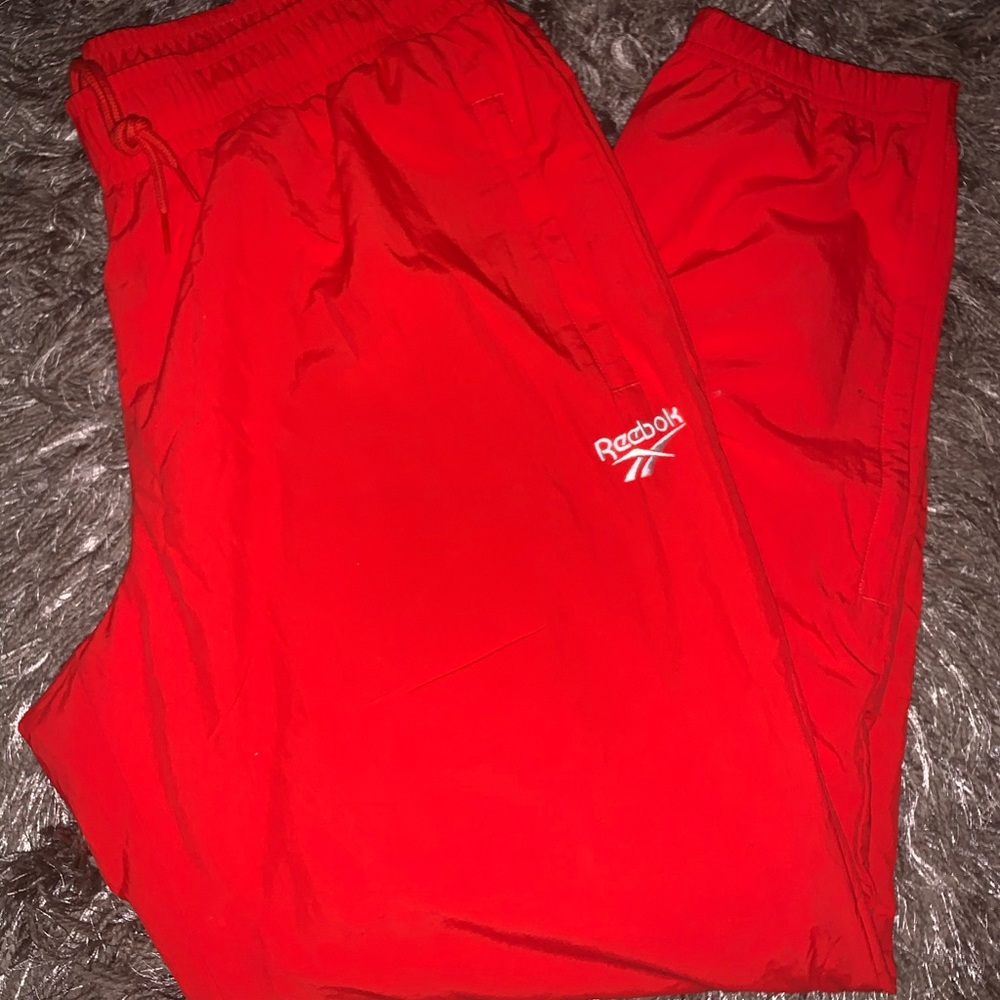 Orange & White Reebok Windbreaker pants